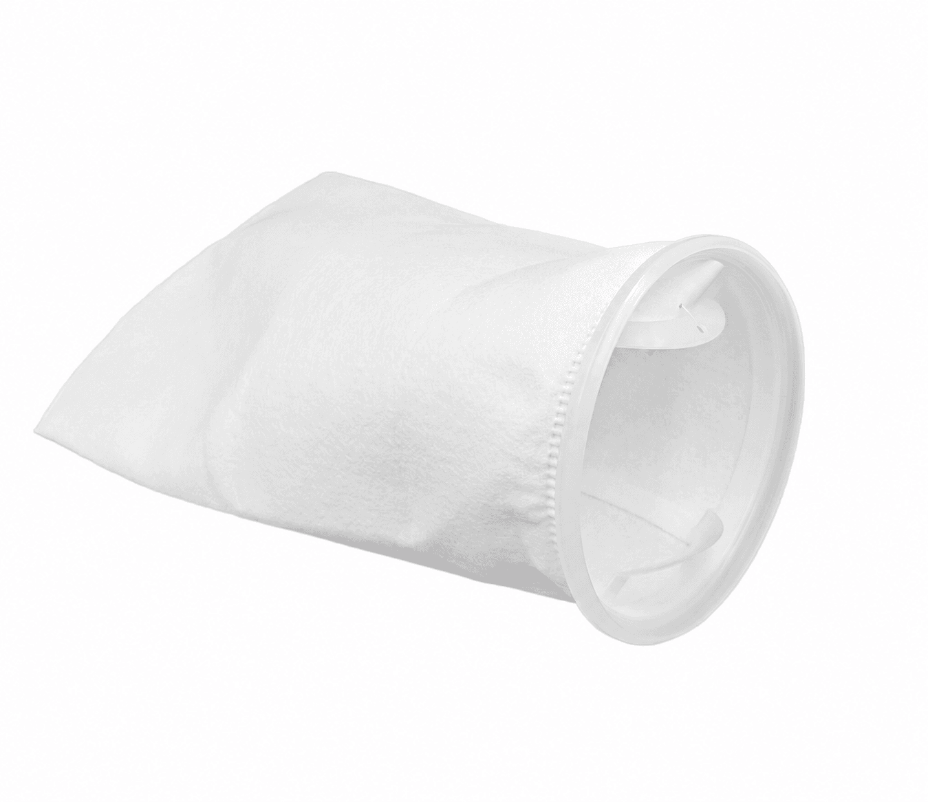Polyester felt liquid filter bag with internal flange ring