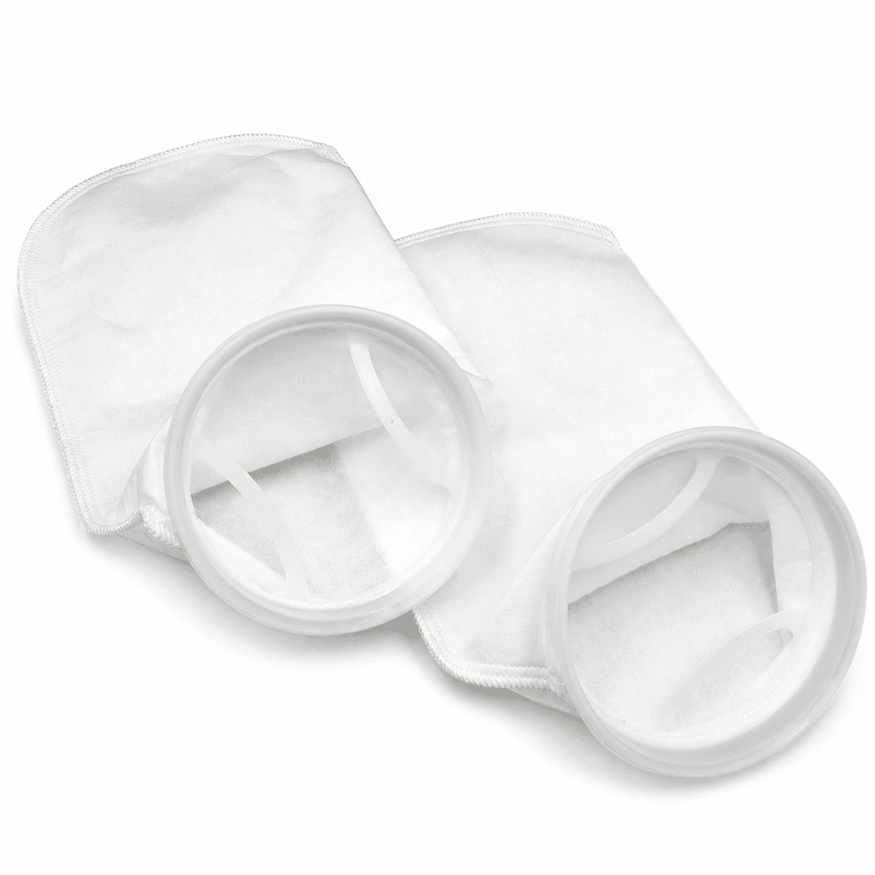 Polyester felt liquid filter bag with external flange ring