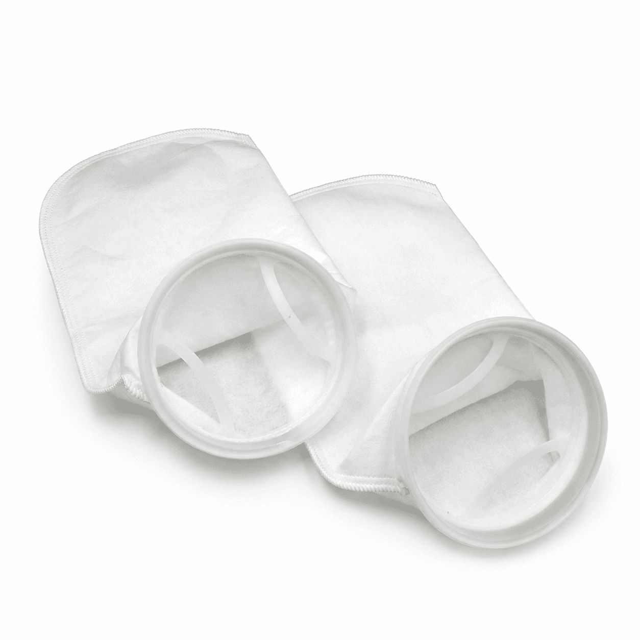 Polypropylene felt liquid filter bag with external turned ring