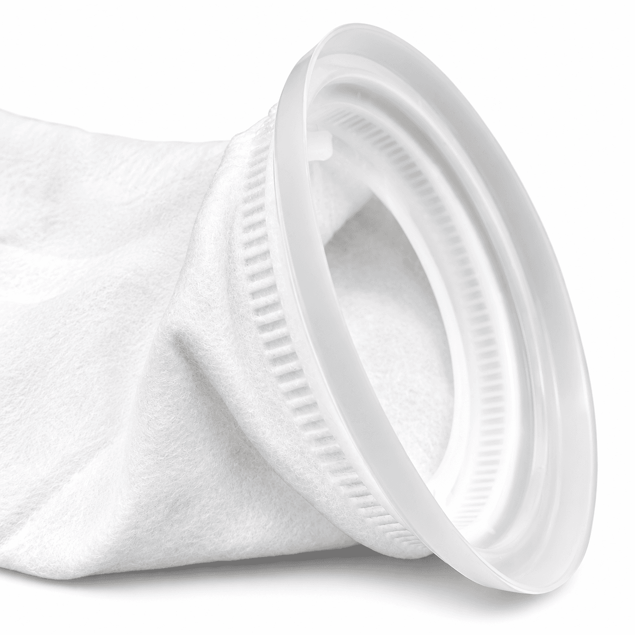 Polypropylene felt liquid filter bag with upturned ring